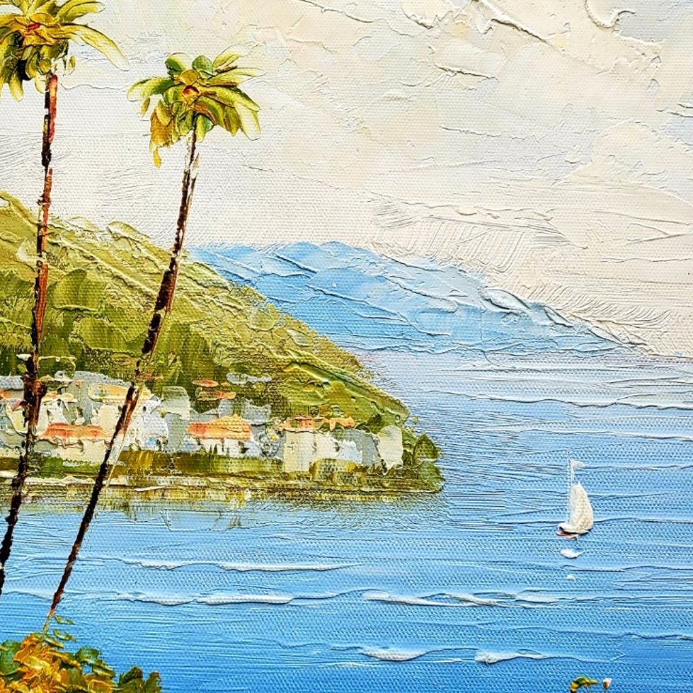 Sunny Bay, Oil On Canvas Painting, 20 x 24 - Picture 3 of 5